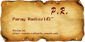 Paray Radiszló névjegykártya